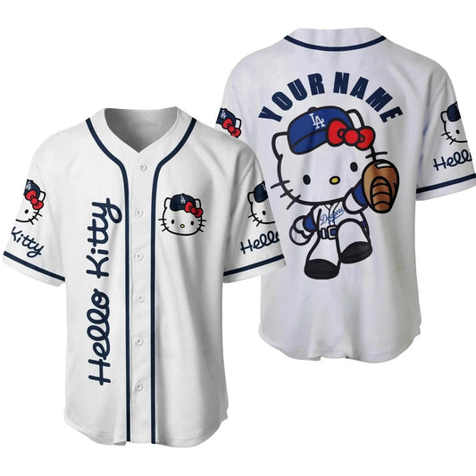 Hello Kitty-Los Angeles Dodgers Custom Name Shirt Baseball Jersey AZCBJS379