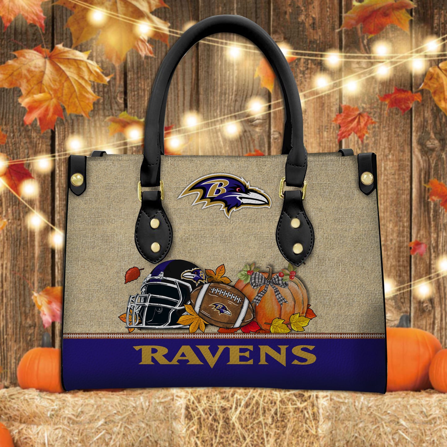 Baltimore Ravens Personalized Leather Hand Bag AZBTLHB000016