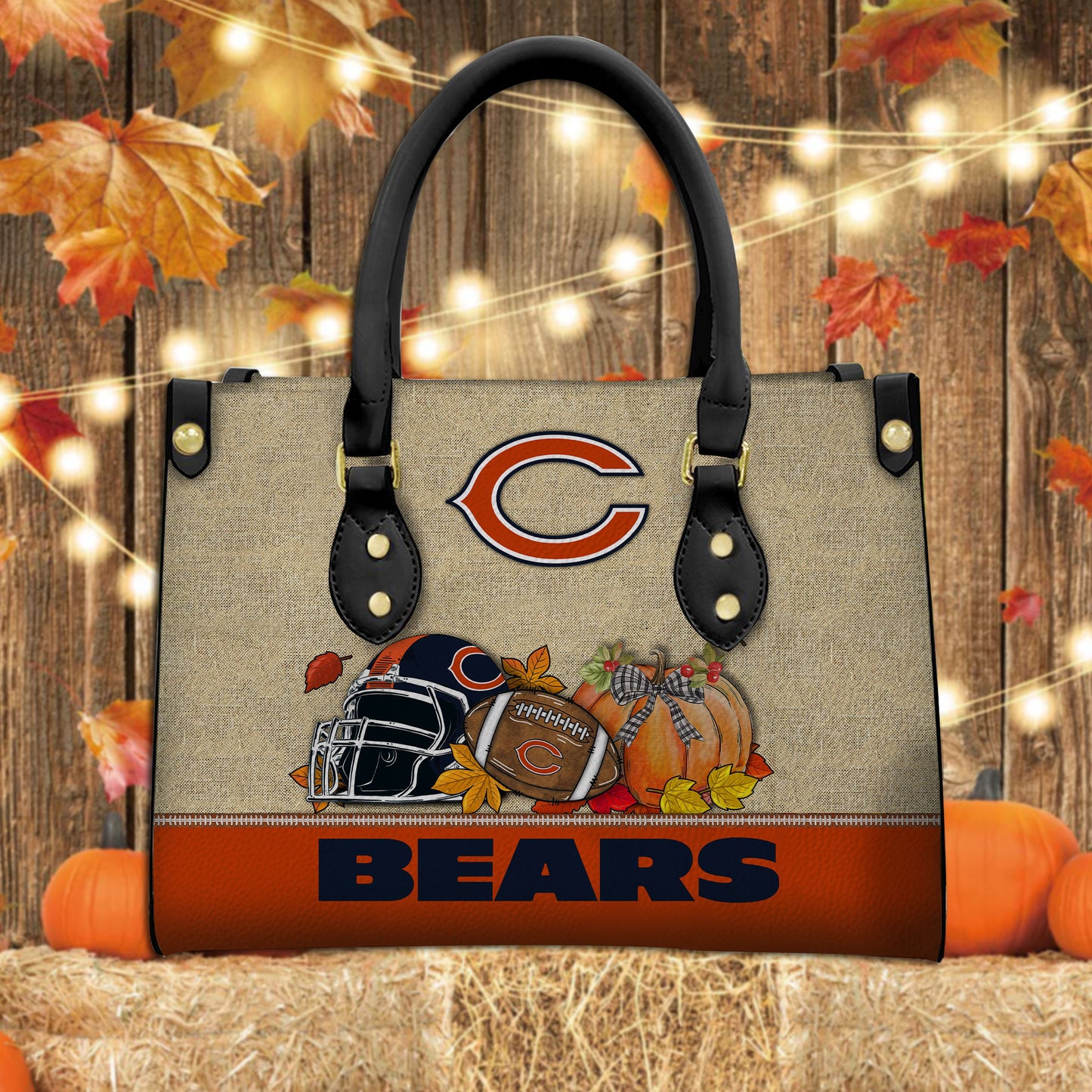 Chicago Bears Personalized Leather Hand Bag AZBTLHB000020