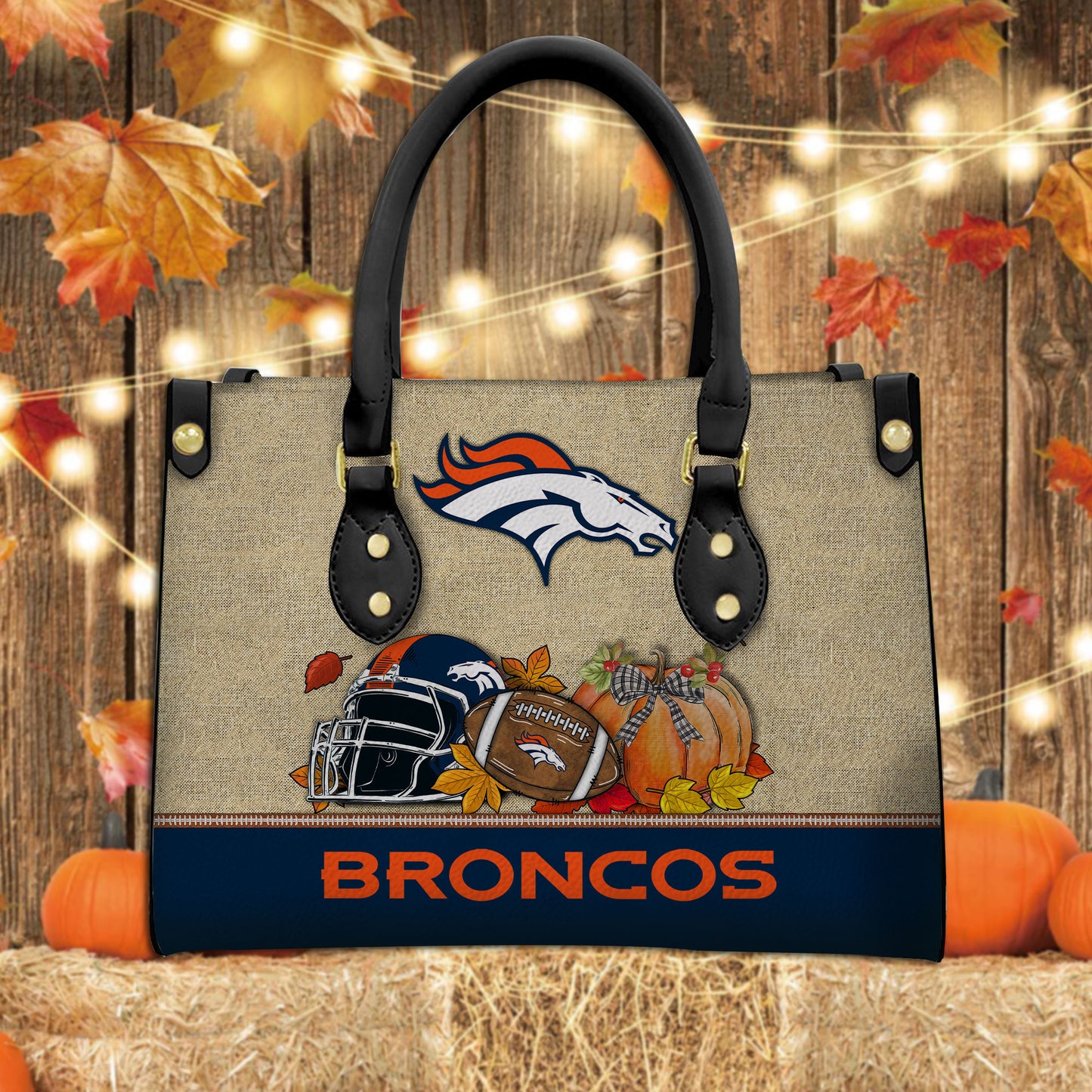 Denver Broncos Personalized Leather Hand Bag AZBTLHB000026