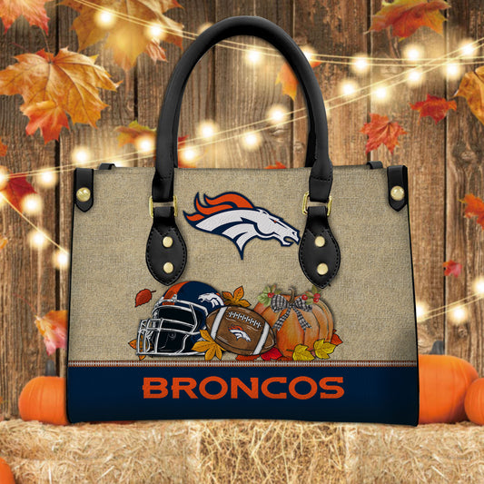 Denver Broncos Personalized Leather Hand Bag AZBTLHB000026