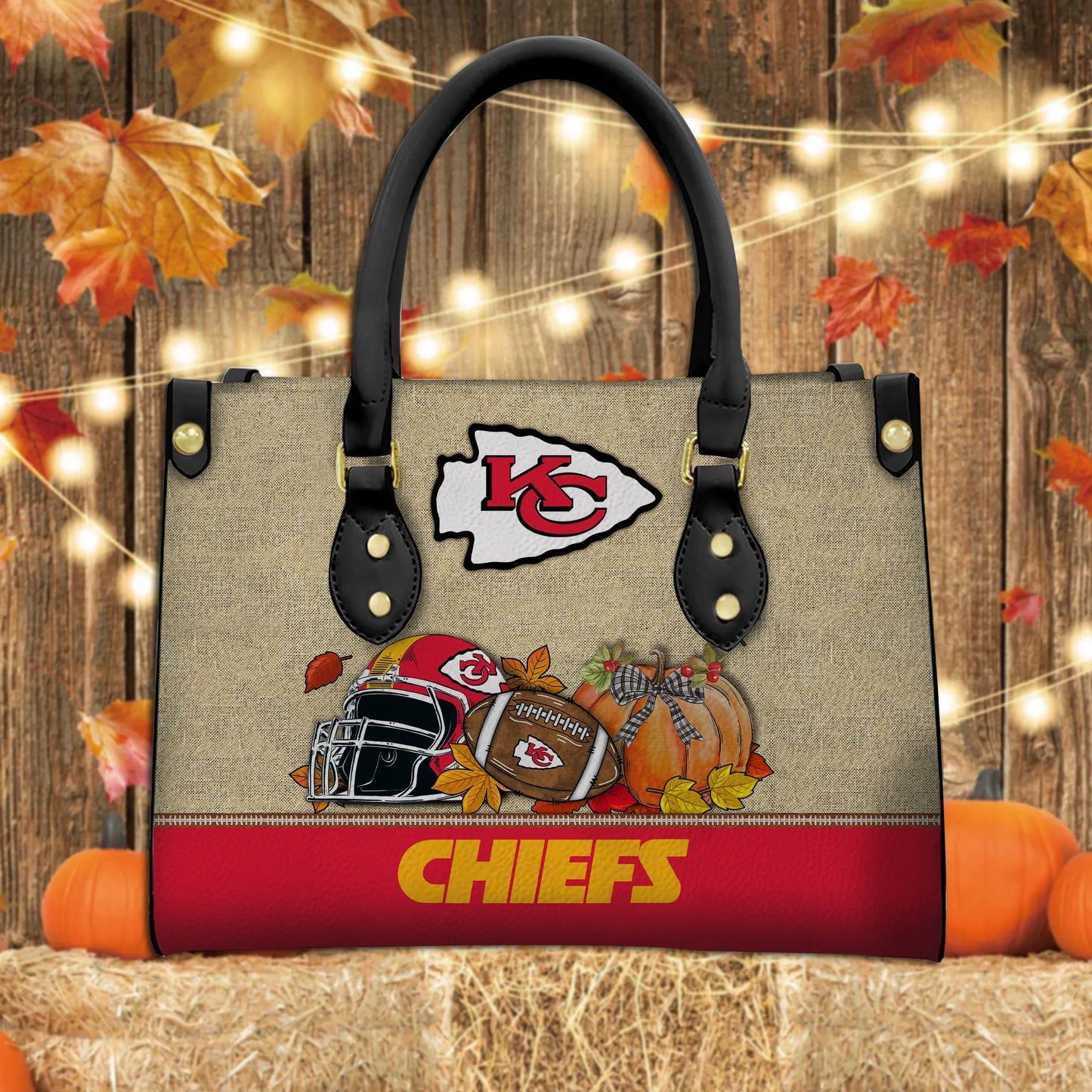 Kansas City Chiefs Personalized Leather Hand Bag AZBTLHB000032