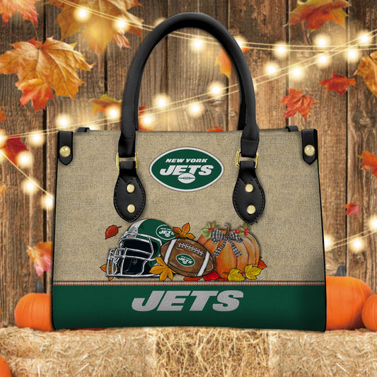 New York Jets Personalized Leather Hand Bag AZBTLHB000007