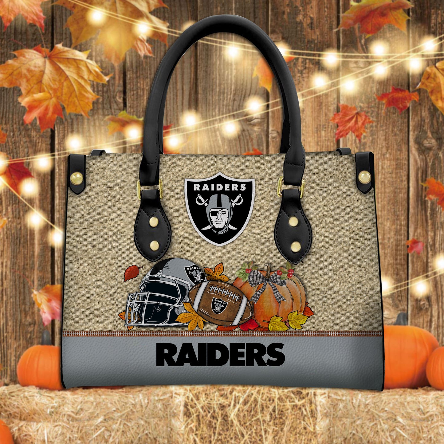 Las Vegas Raiders Personalized Leather Hand Bag AZBTLHB000008