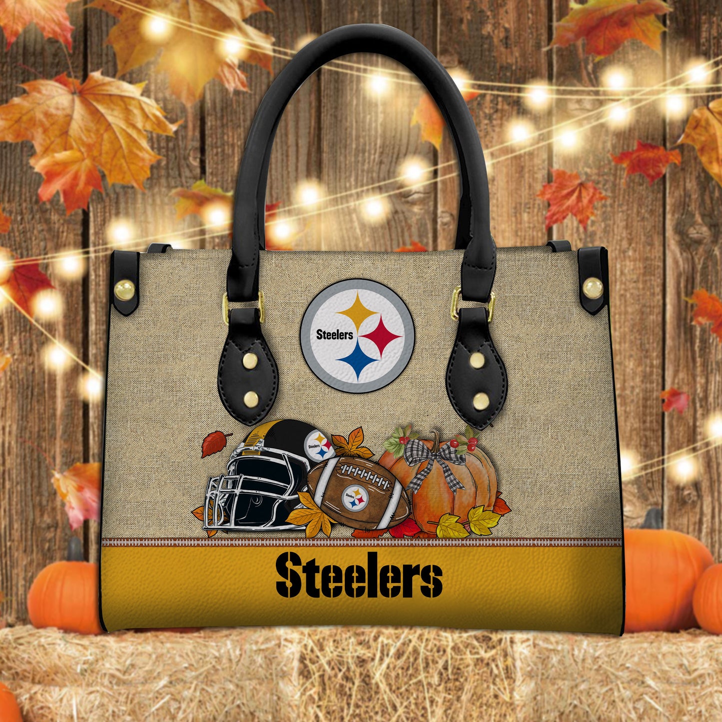 Pittsburgh Steelers Personalized Leather Hand Bag AZBTLHB000010