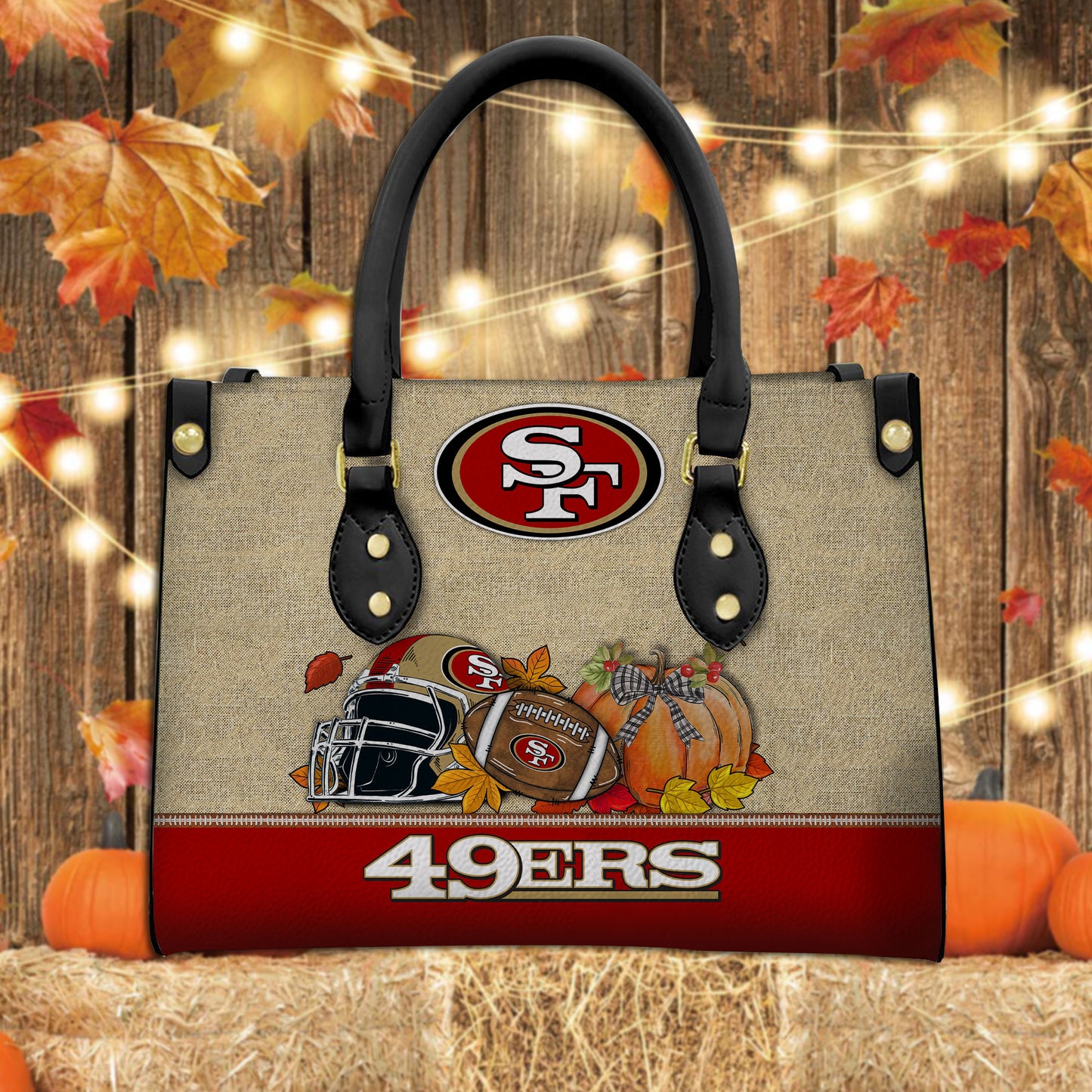 San Francisco 49ers Personalized Leather Hand Bag AZBTLHB000013