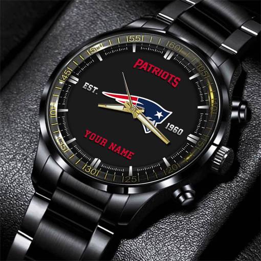 New England Patriots Black Fashion Watch Gifts For Sport Fans AZWATCH076