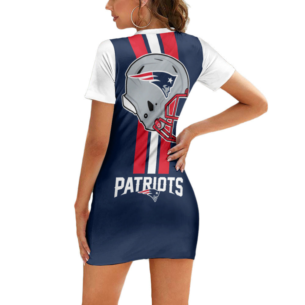 New England Patriots Casual Short Sleeve Bodycon Mini Dress BG104