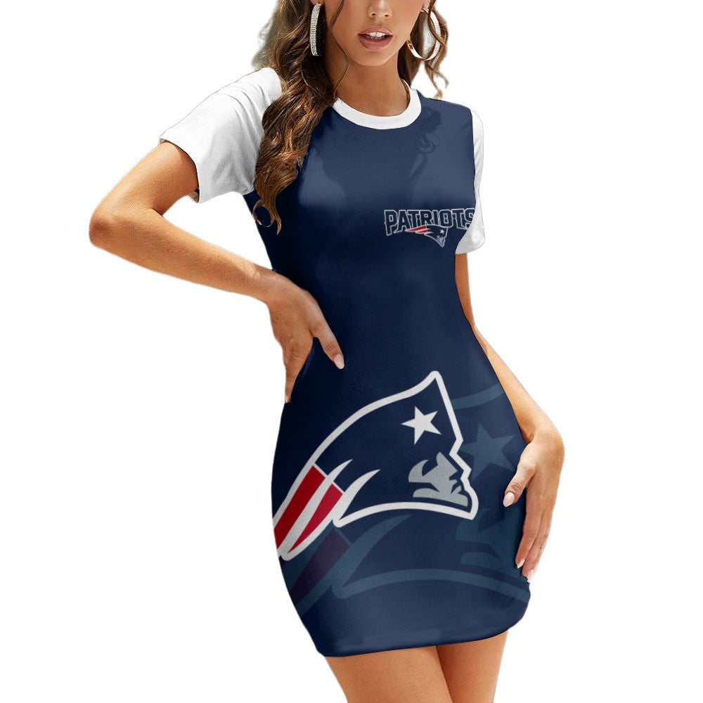New England Patriots Casual Short Sleeve Bodycon Mini Dress BG104