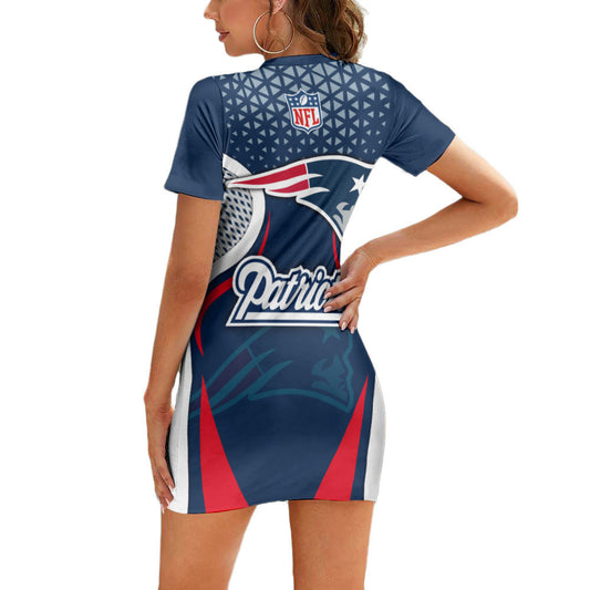 New England Patriots Casual Short Sleeve Bodycon Mini Dress BG112