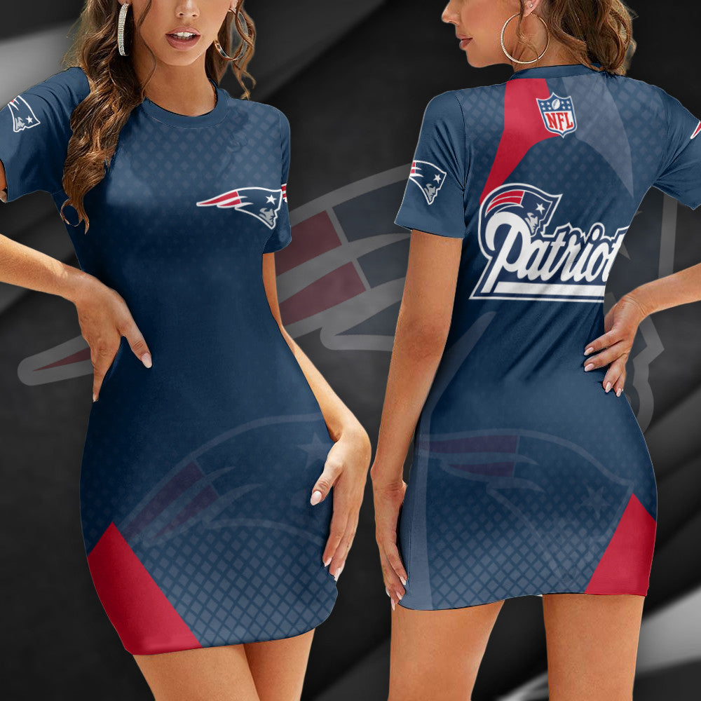 New England Patriots Casual Short Sleeve Bodycon Mini Dress BG149