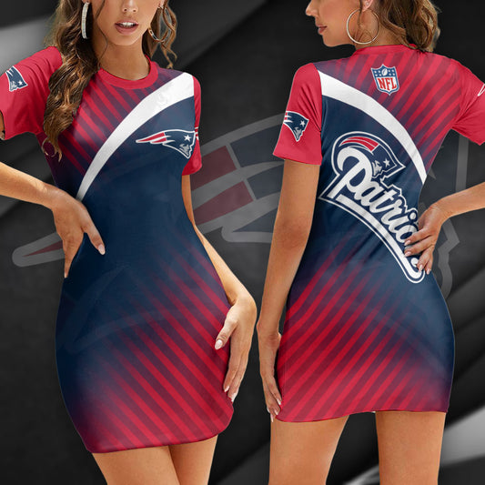 New England Patriots Casual Short Sleeve Bodycon Mini Dress BG150
