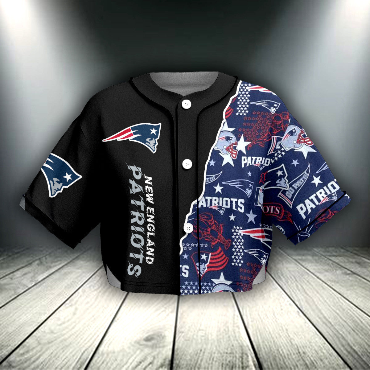 New England Patriots Crop Top Baseball Jersey 67
