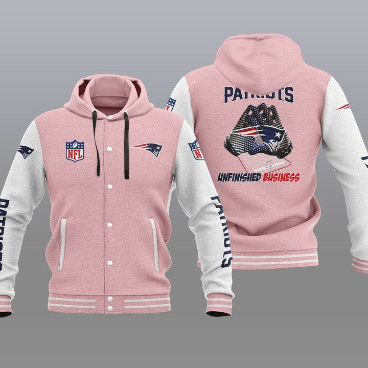 New England Patriots Hooded Button Jacket with Hood 29