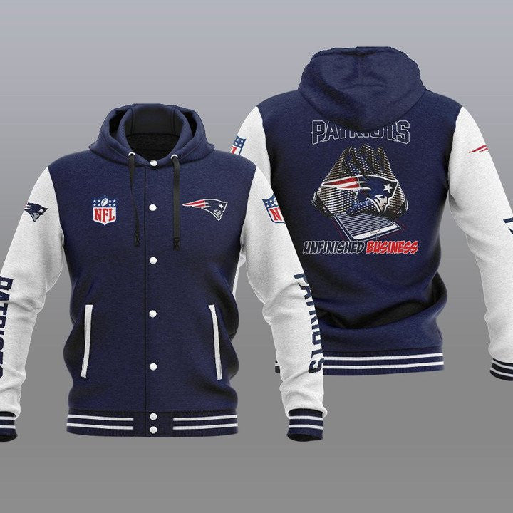 New England Patriots Hooded Button Jacket with Hood 29