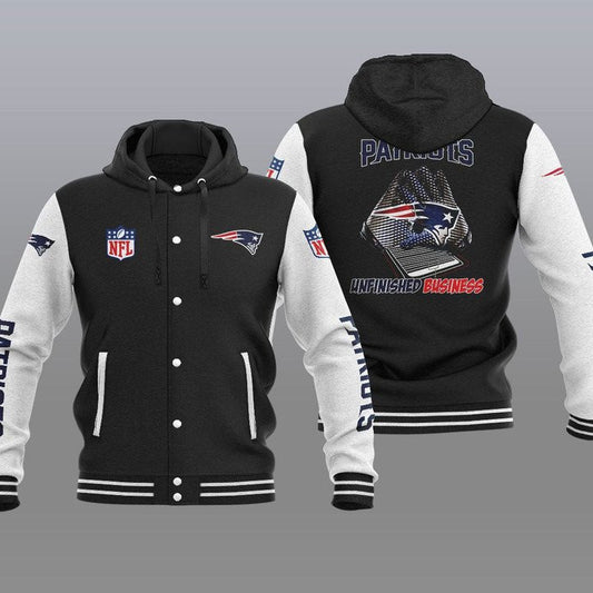 New England Patriots Hooded Button Jacket with Hood 29