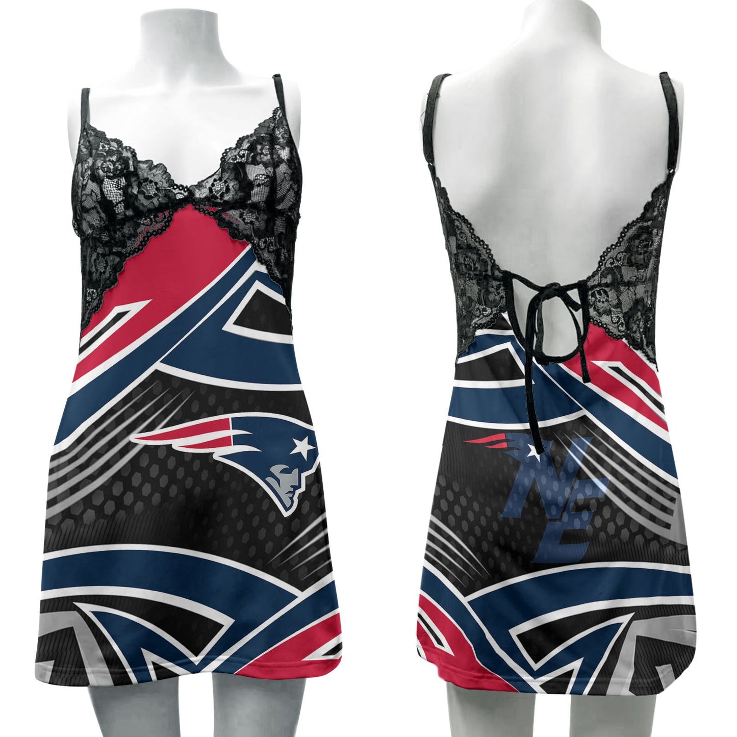 New England Patriots Lace Back Strap Slip Dress 195