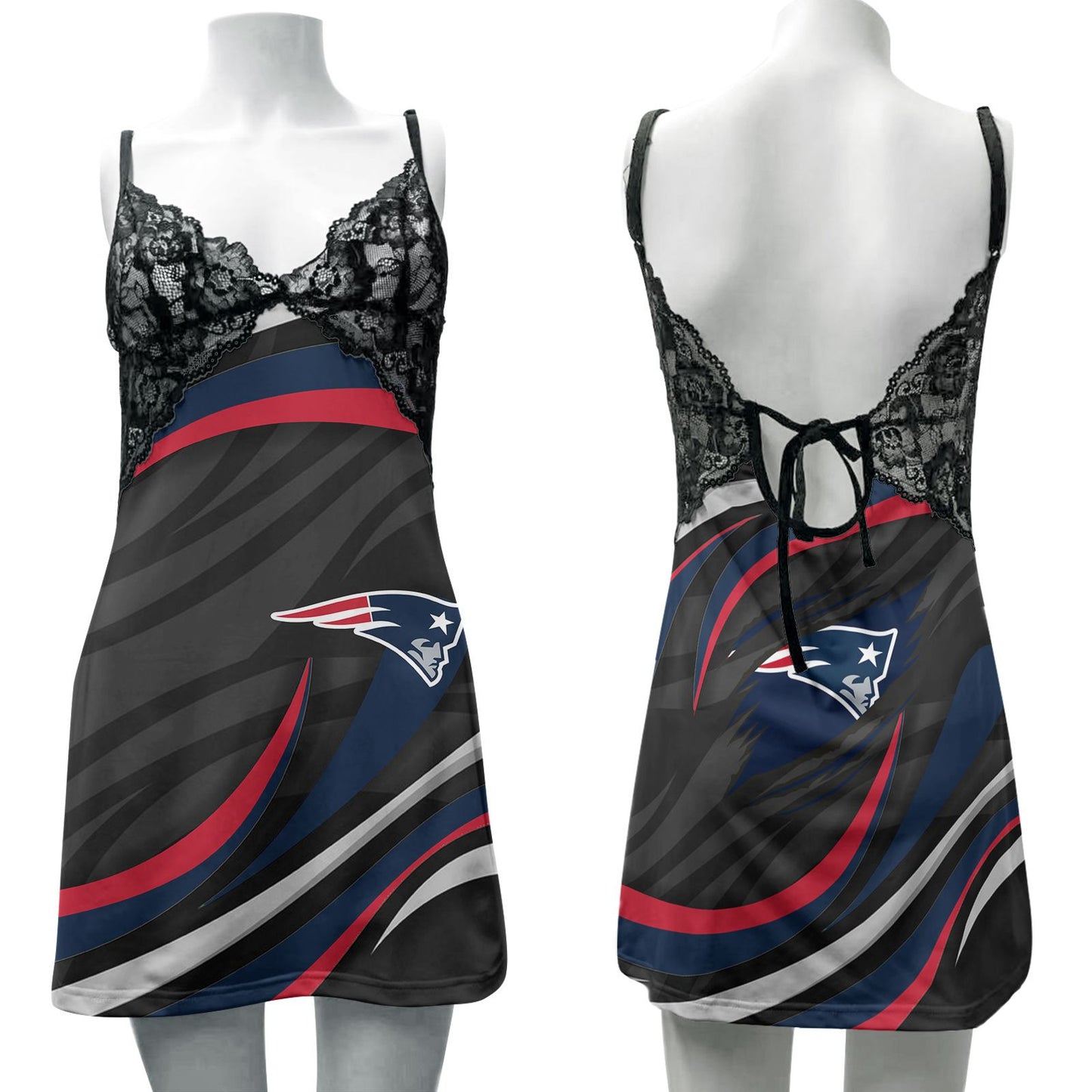 New England Patriots Lace Back Strap Slip Dress 27