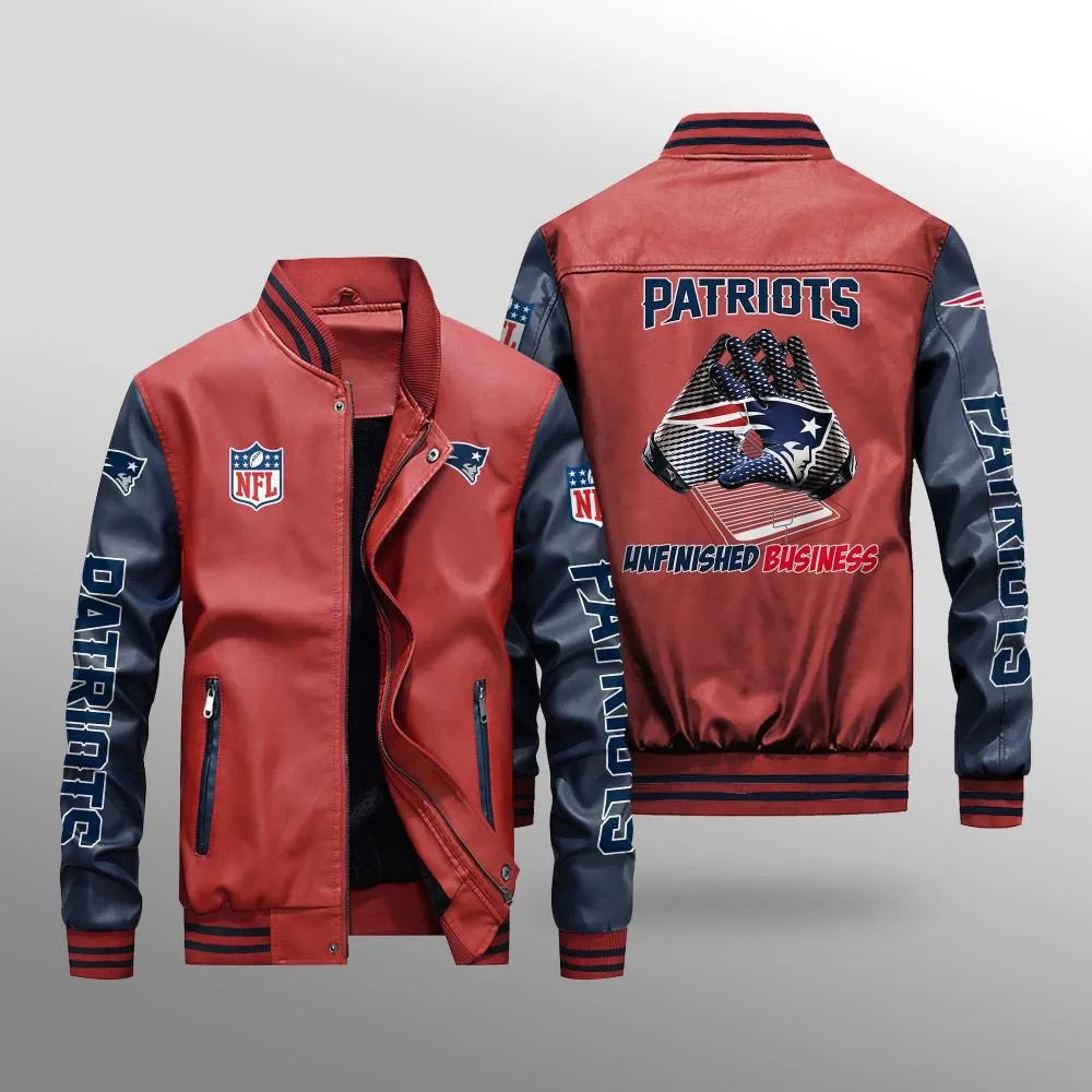 New England Patriots Leather Bomber Jacket BG04