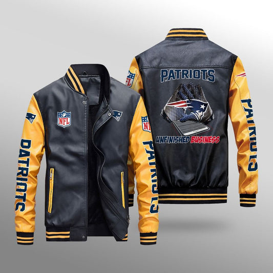 New England Patriots Leather Bomber Jacket BG04
