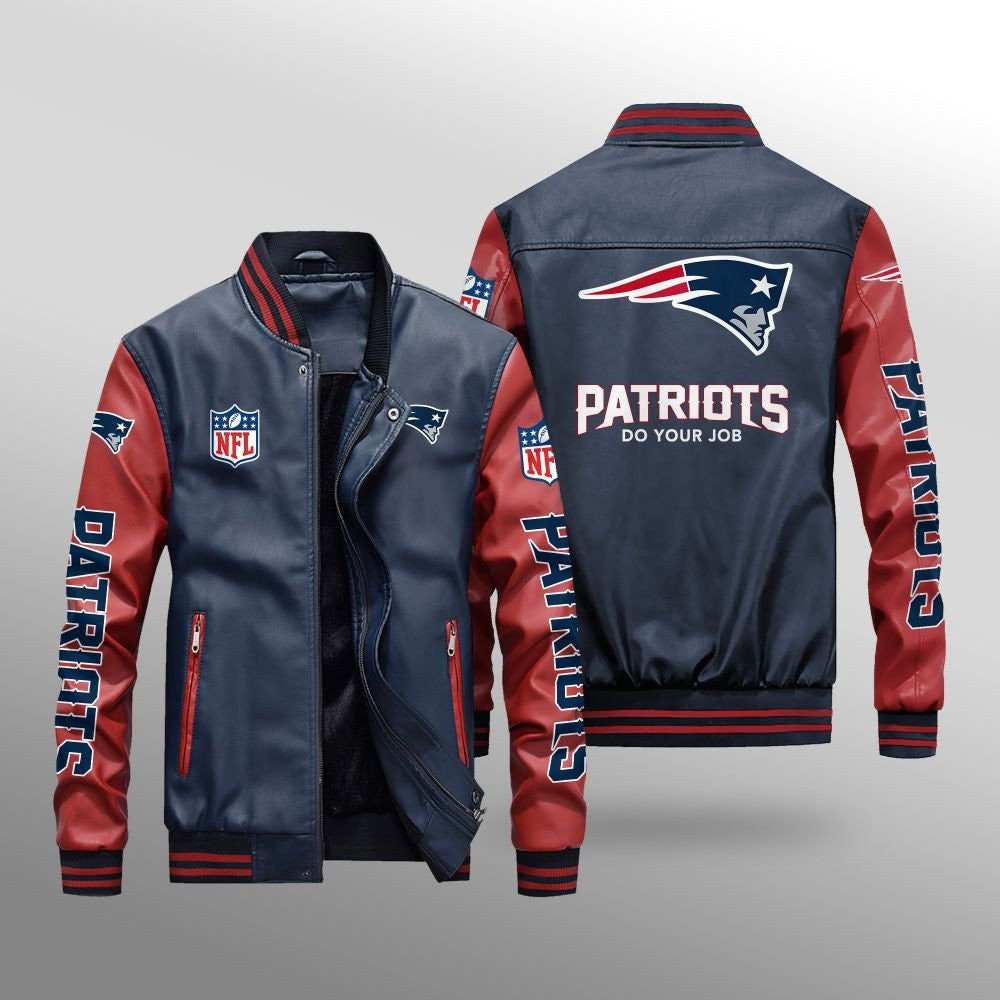 New England Patriots Leather Bomber Jacket BG14
