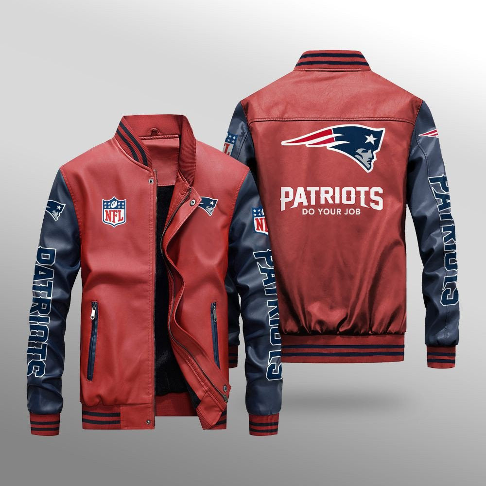 New England Patriots Leather Bomber Jacket BG14