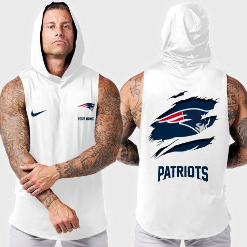 New England Patriots Men Workout Hooded Tank Top AZMGSH022