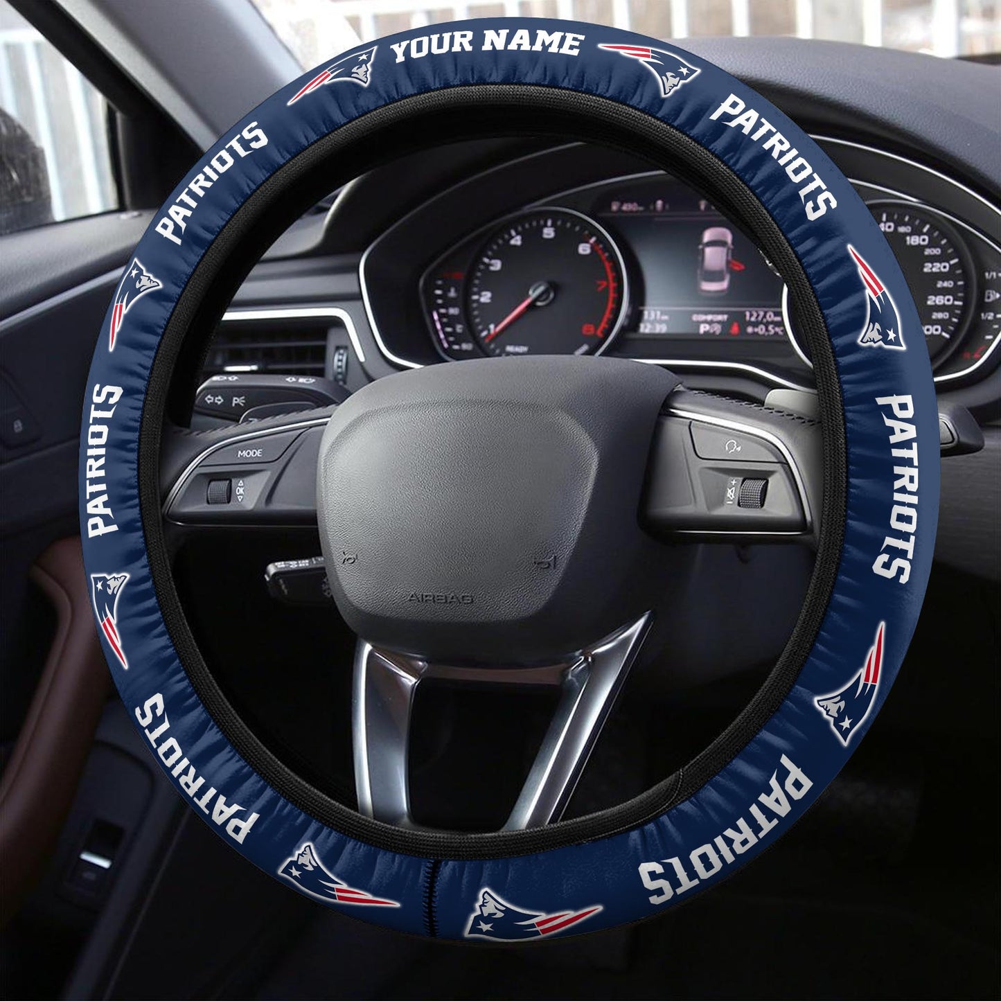 New England Patriots Personalized 3D Steering Wheel Cover 85