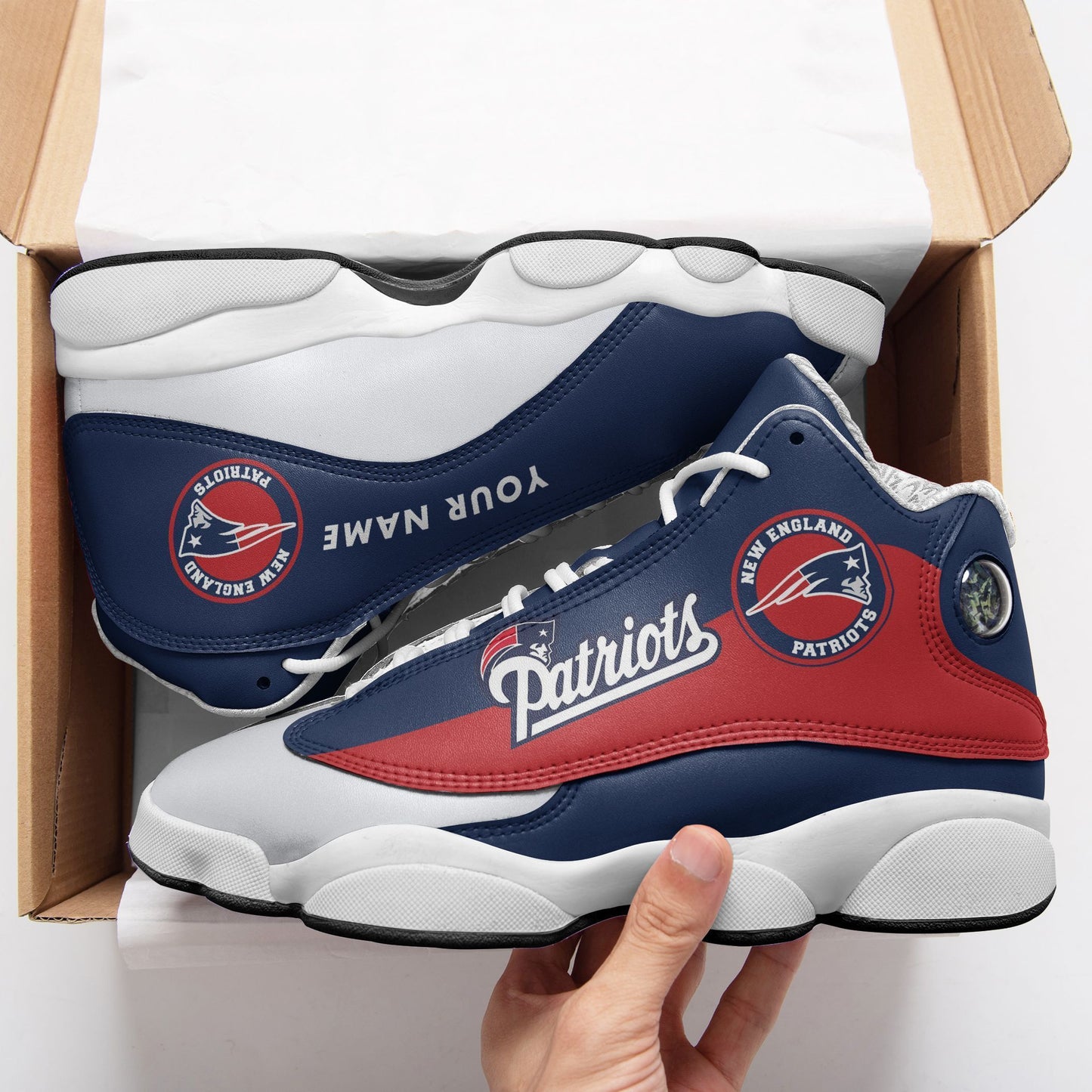 New England Patriots Personalized Air JD13 Sneakers 008