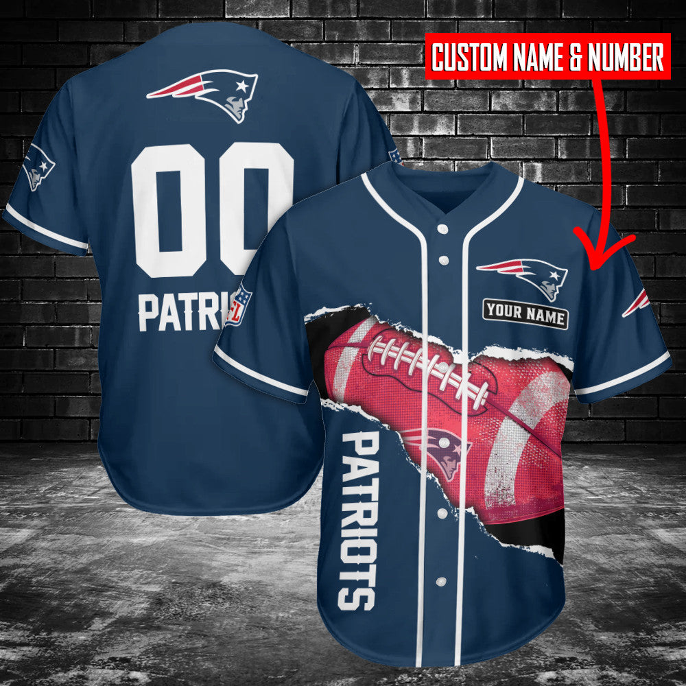 New England Patriots Personalized Baseball Jersey BG108