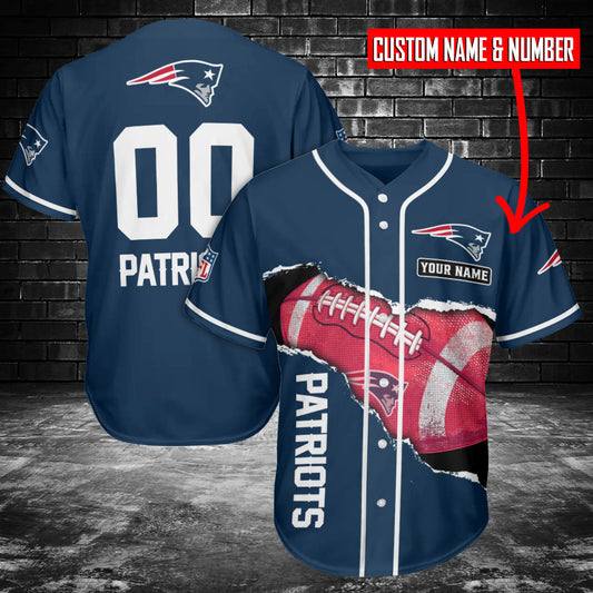 New England Patriots Personalized Baseball Jersey BG108