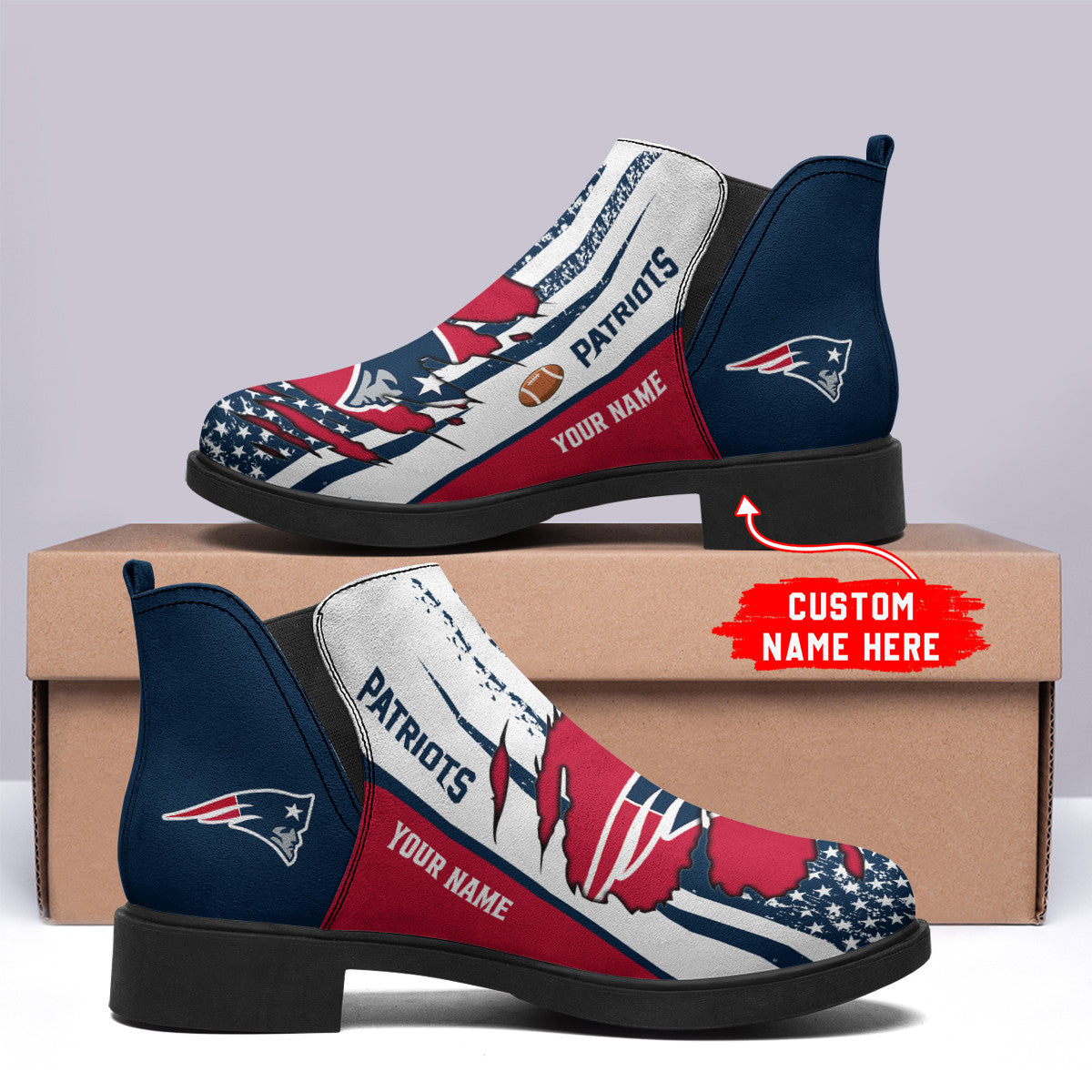 New England Patriots Personalized Comfort & Fashion Short Boots BG21
