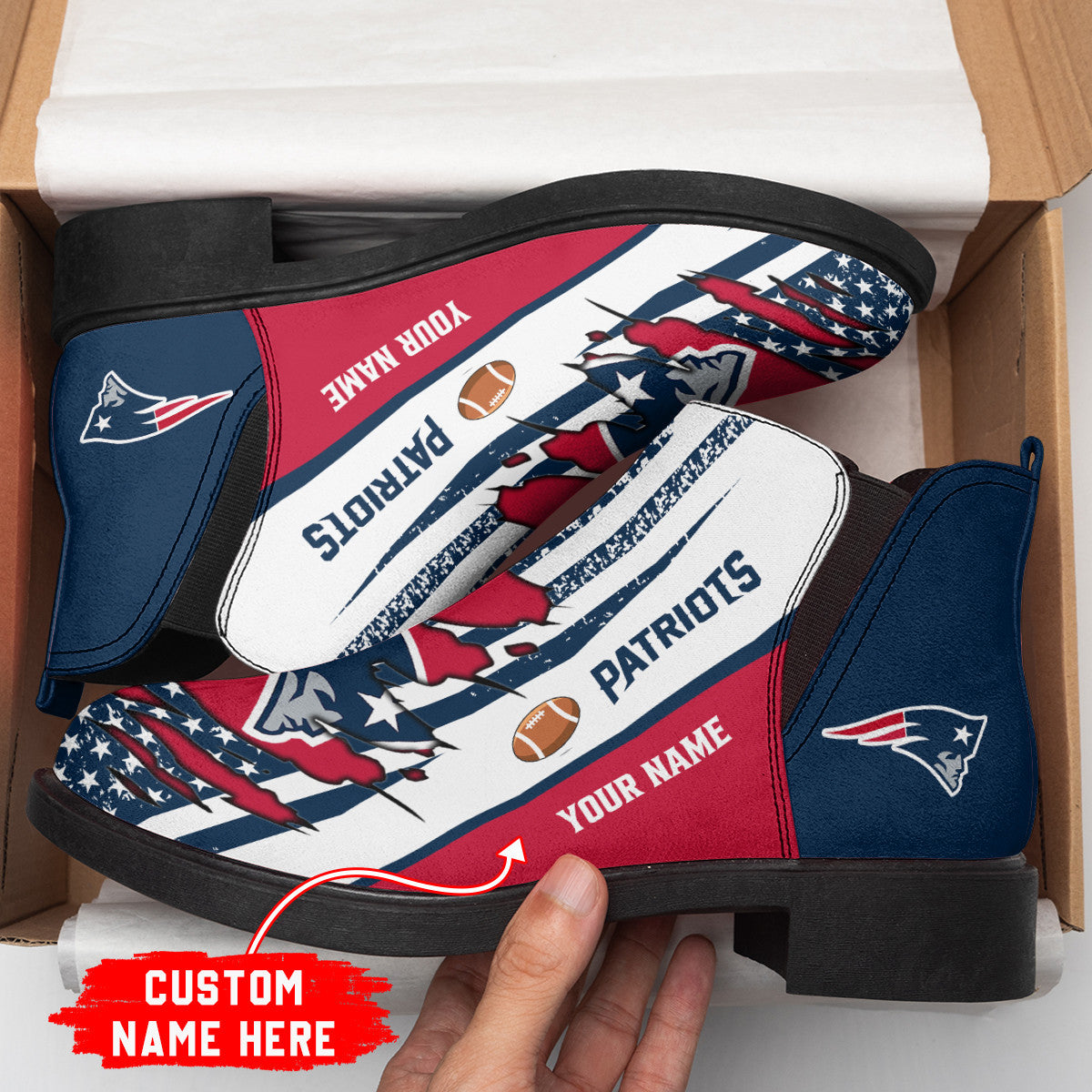 New England Patriots Personalized Comfort & Fashion Short Boots BG21
