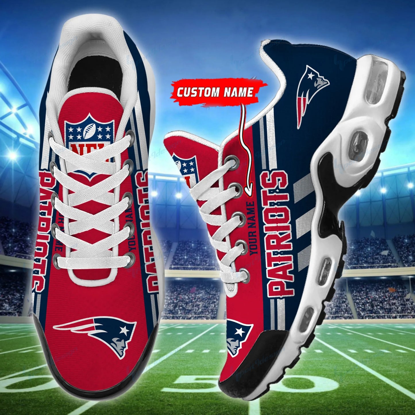 New England Patriots Personalized Plus T-N Youth Sneakers BG69