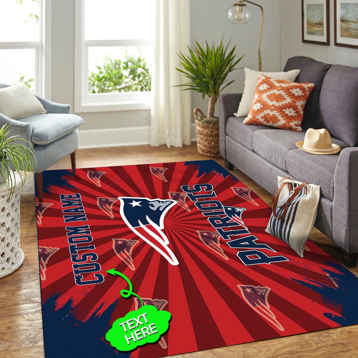 New England Patriots Personalized Premium Rectangle Rug 62