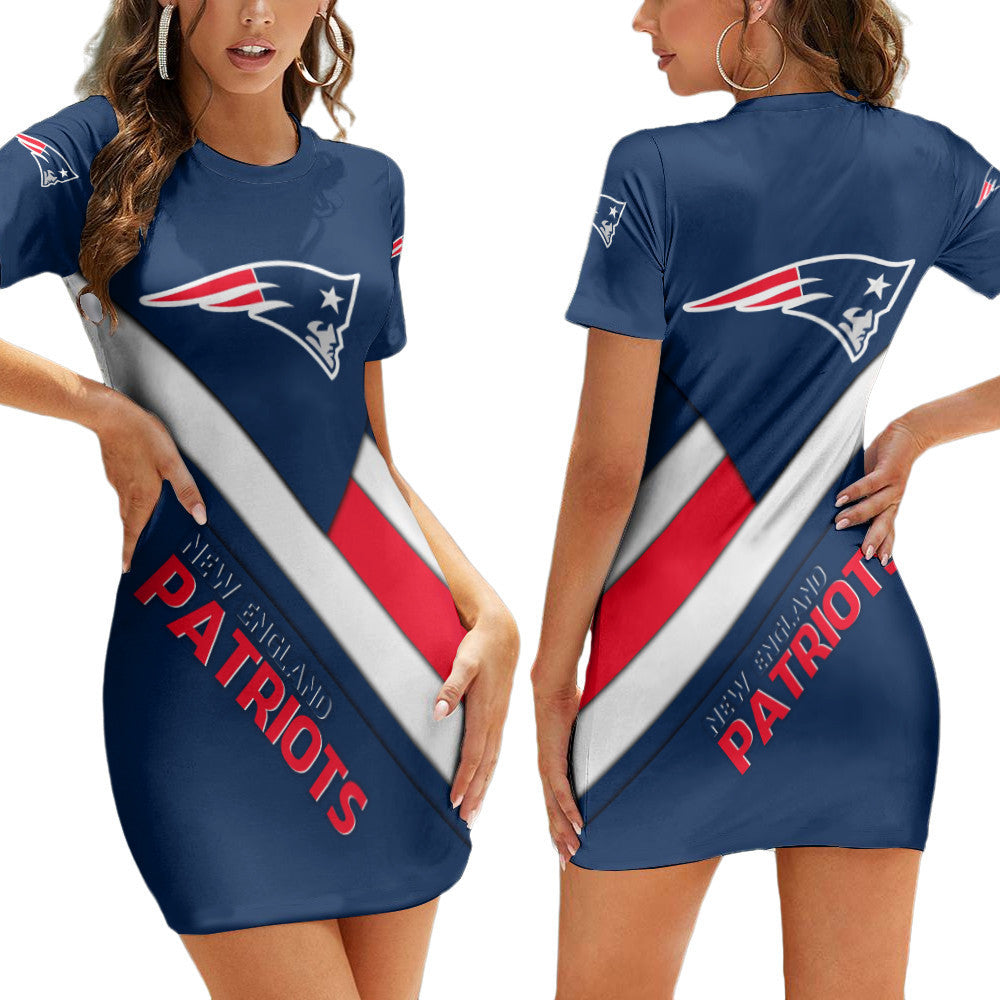 New England Patriots Short Sleeve Bodycon Mini Dress BG268
