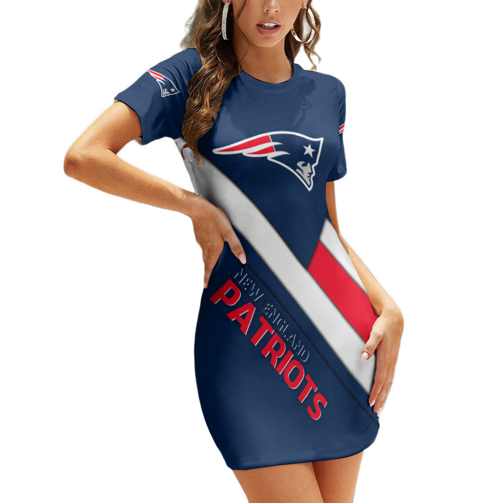 New England Patriots Short Sleeve Bodycon Mini Dress BG268