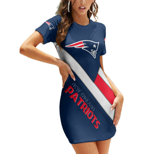 New England Patriots Short Sleeve Bodycon Mini Dress BG268