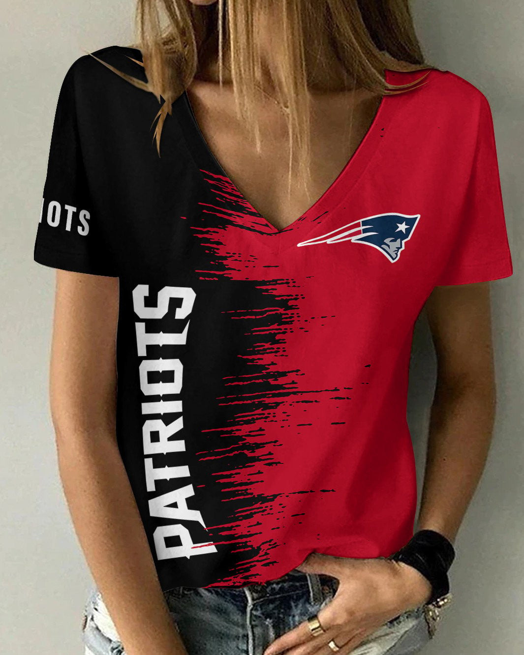 New England Patriots Summer V-neck Women T-shirt BG08