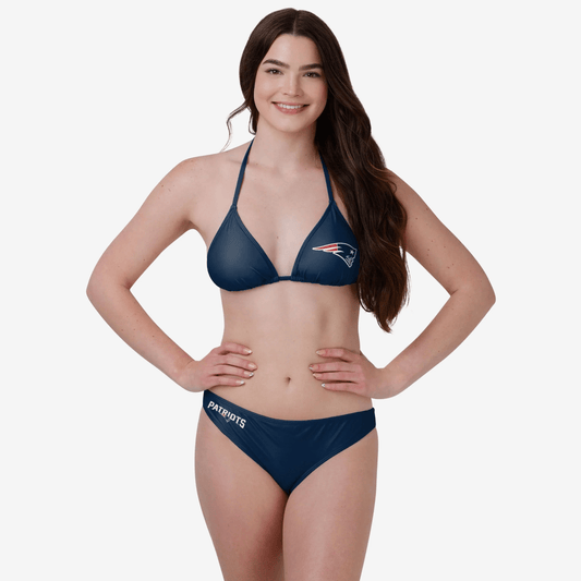 New England Patriots Womens Solid Logo Bikini