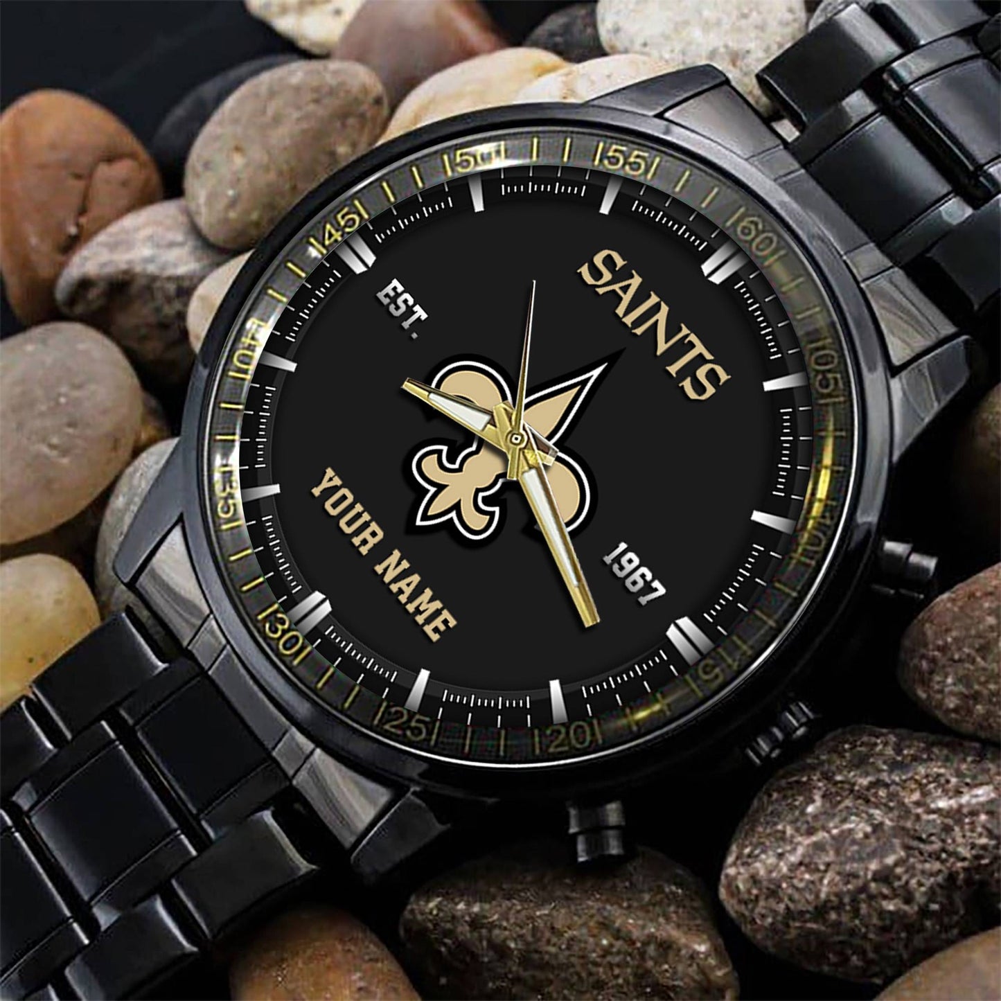 New Orleans Saints Black Fashion Watch Gifts For Sport Fans AZWATCH077