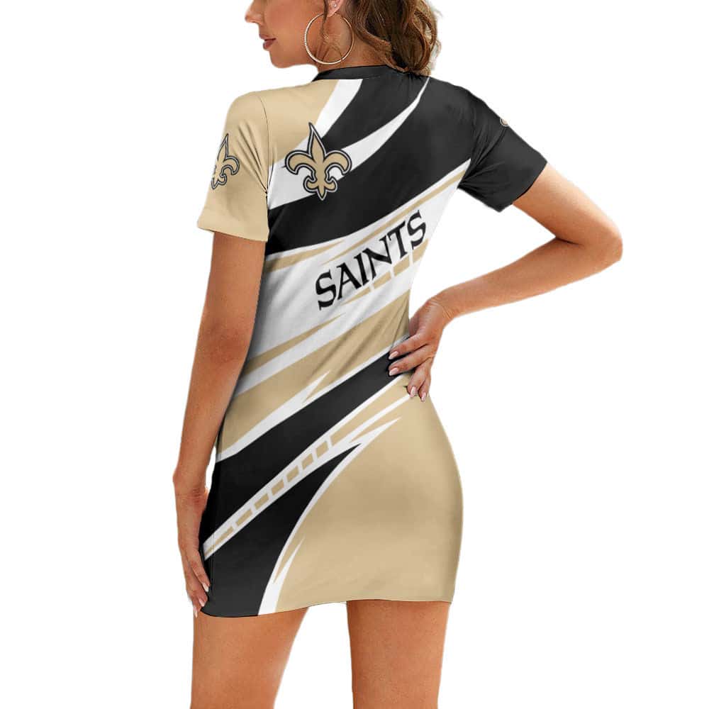 New Orleans Saints Casual Short Sleeve Bodycon Mini Dress BG106
