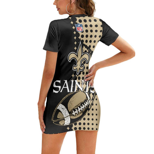 New Orleans Saints Casual Short Sleeve Bodycon Mini Dress BG110