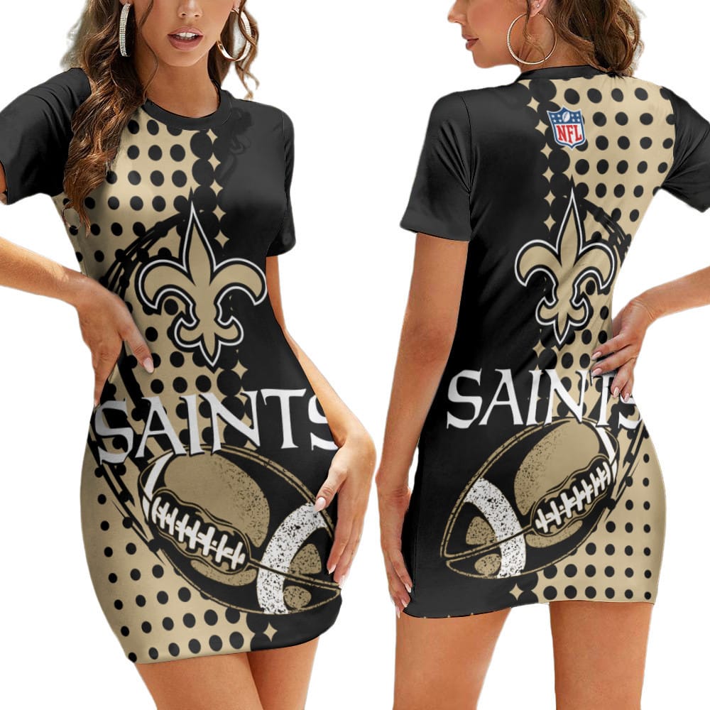 New Orleans Saints Casual Short Sleeve Bodycon Mini Dress BG110