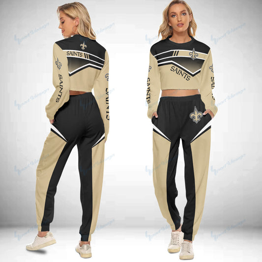 New Orleans Saints Crop Sweatshirt Suit 21