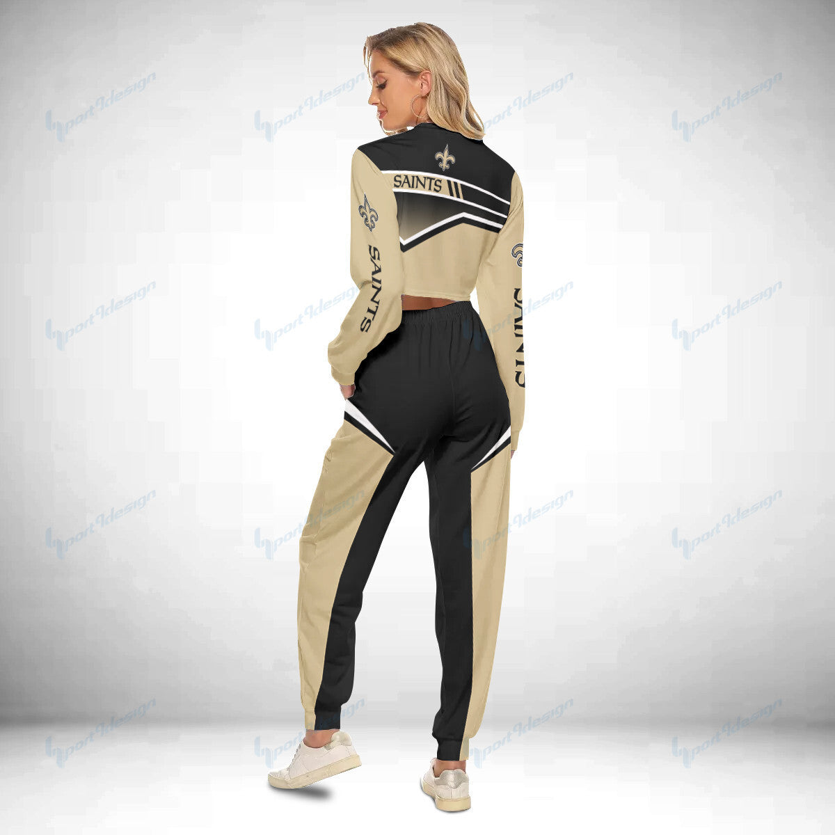 New Orleans Saints Crop Sweatshirt Suit 21