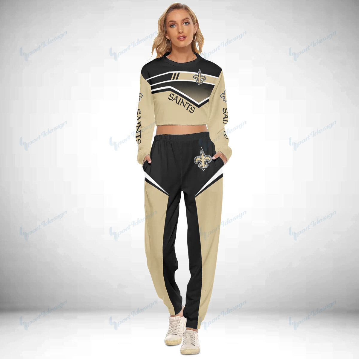 New Orleans Saints Crop Sweatshirt Suit 21