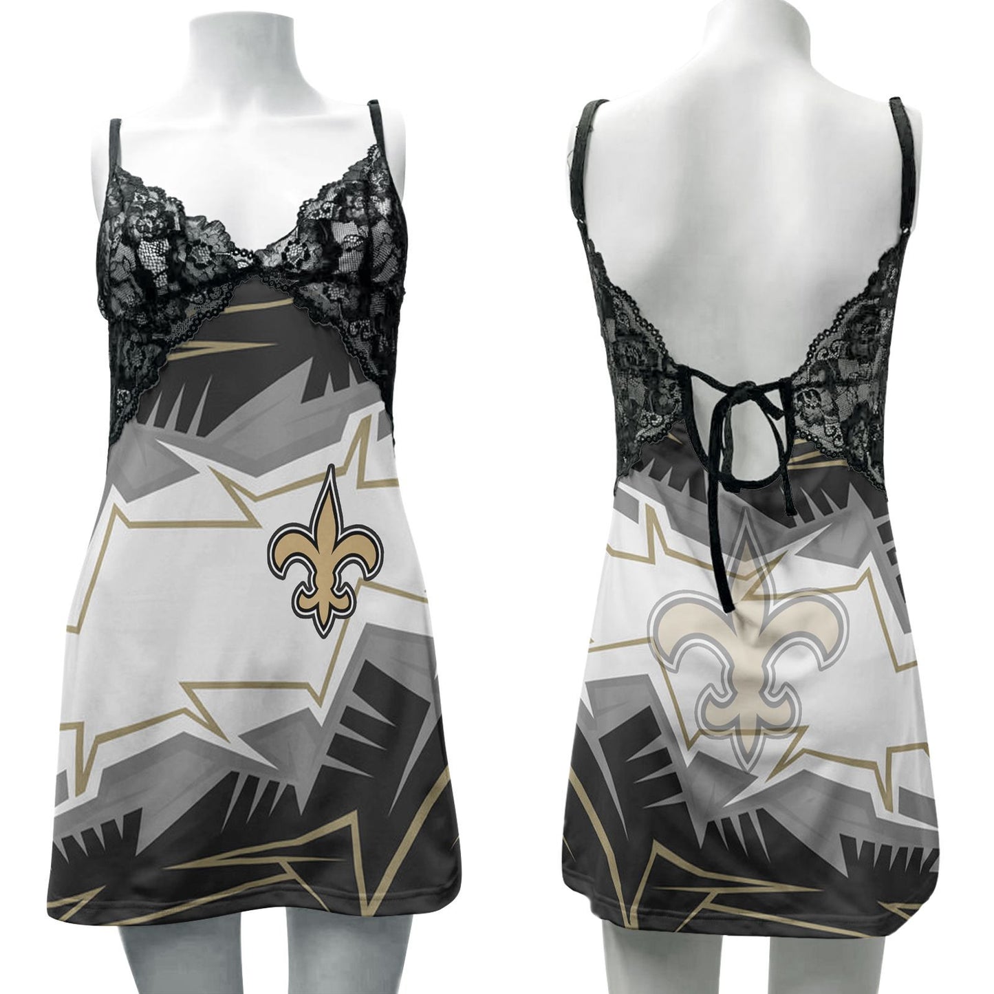 New Orleans Saints Halloween Lace Back Strap Slip Dress 345