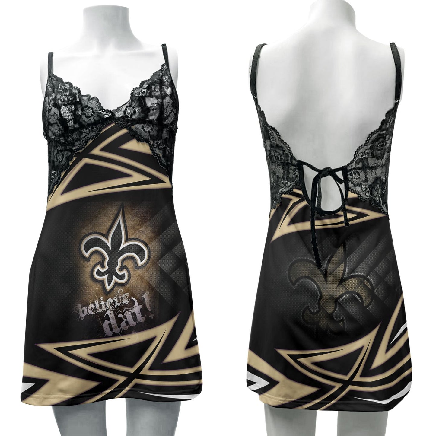 New Orleans Saints Lace Back Strap Slip Dress 112-1