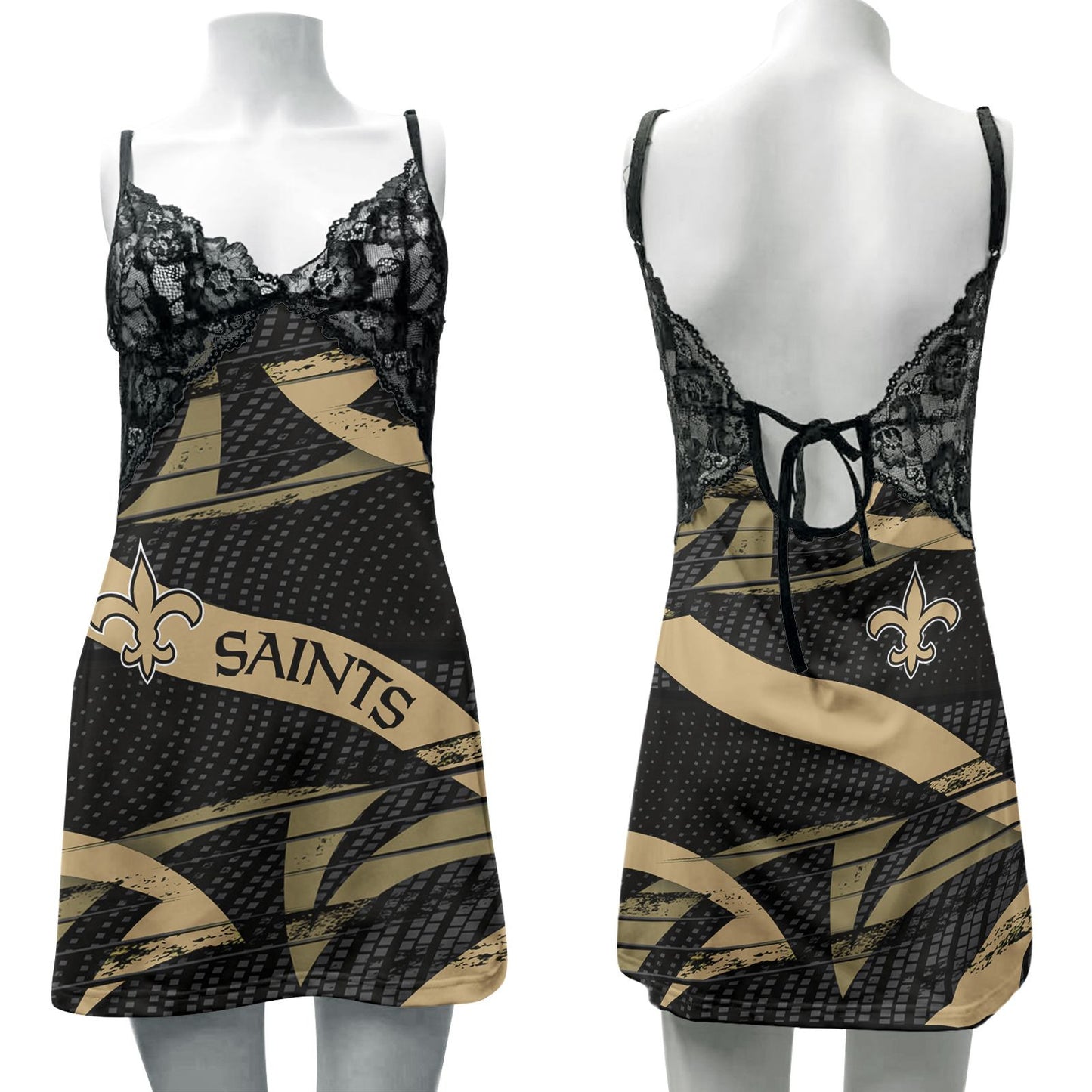 New Orleans Saints Lace Back Strap Slip Dress 128-1